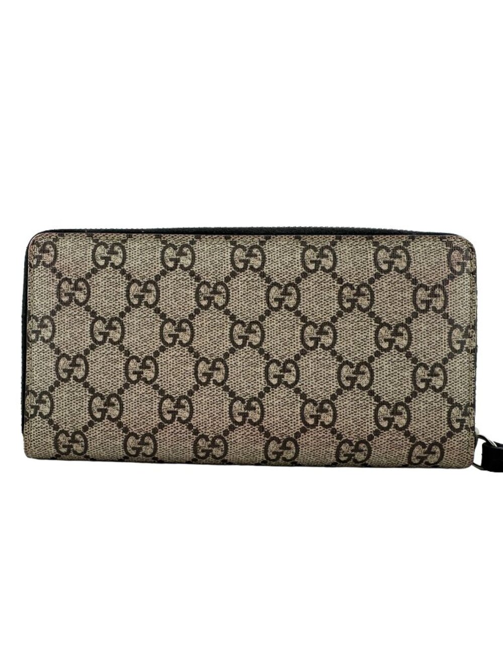Gucci GG Supreme Snake Print Leather Zip Around Wallet Beige Brown Multicolor